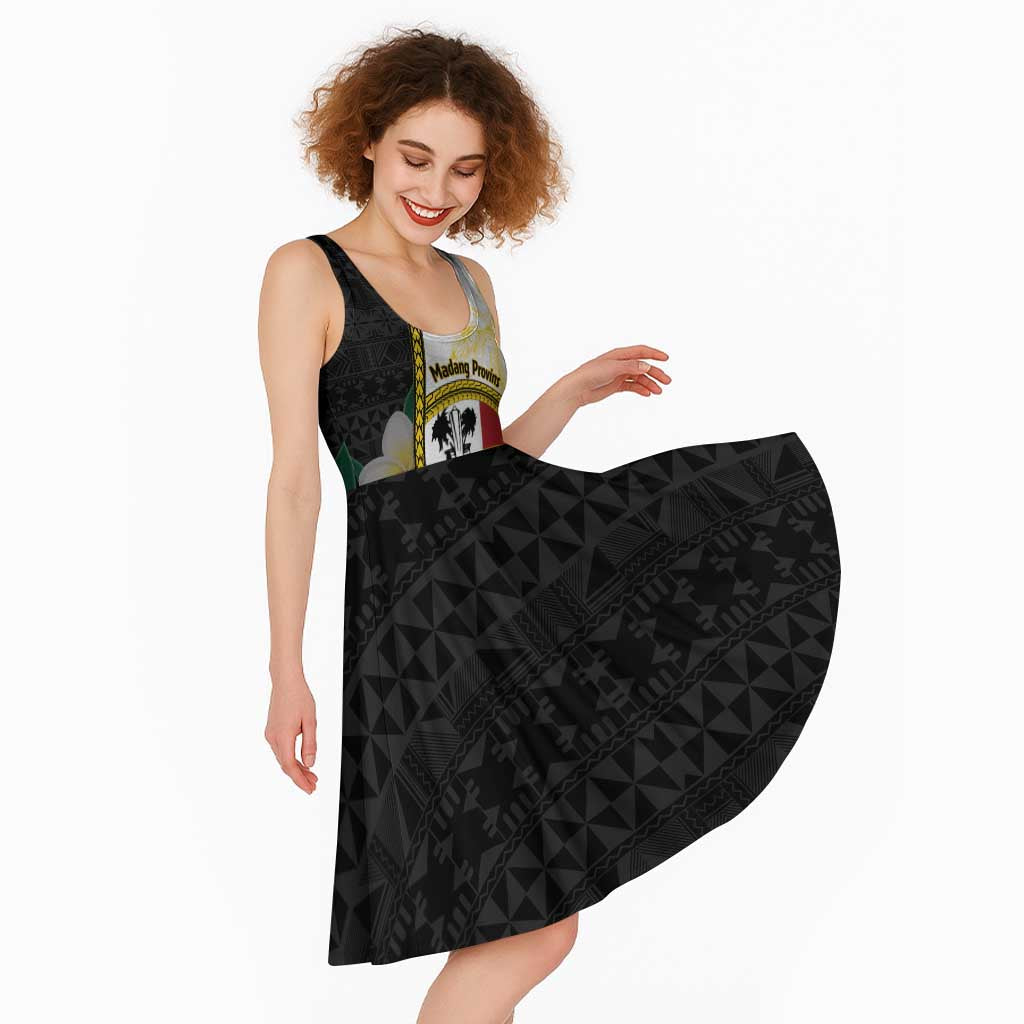 Personalised PNG Madang Provins Midi Dress Papua New Guinea Plumeria Melanesian Pattern LT14 - Polynesian Pride