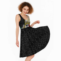 Personalised PNG Madang Provins Midi Dress Papua New Guinea Plumeria Melanesian Pattern LT14 - Polynesian Pride
