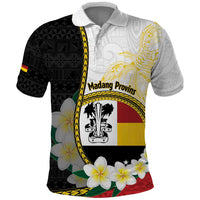 Personalised PNG Madang Provins Polo Shirt Papua New Guinea Plumeria Melanesian Pattern LT14 White - Polynesian Pride