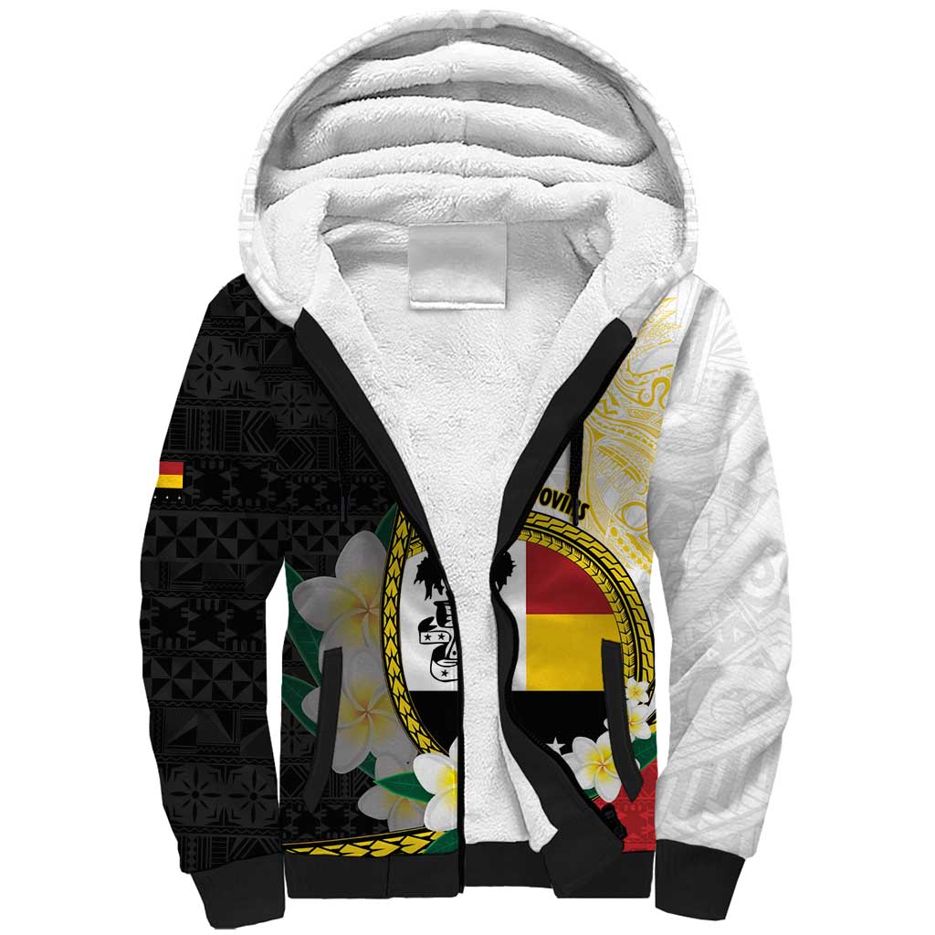 Personalised PNG Madang Provins Sherpa Hoodie Papua New Guinea Plumeria Melanesian Pattern LT14 Unisex White - Polynesian Pride