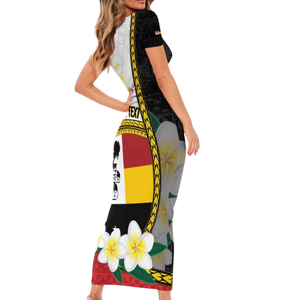 Personalised PNG Madang Provins Short Sleeve Bodycon Dress Papua New Guinea Plumeria Melanesian Pattern LT14 - Polynesian Pride