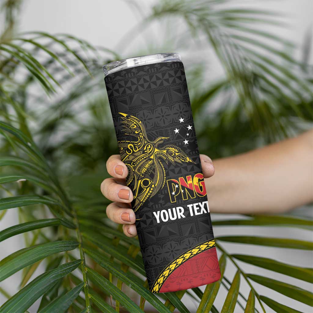 Personalised PNG Madang Provins Skinny Tumbler Papua New Guinea Plumeria Melanesian Pattern LT14 - Polynesian Pride