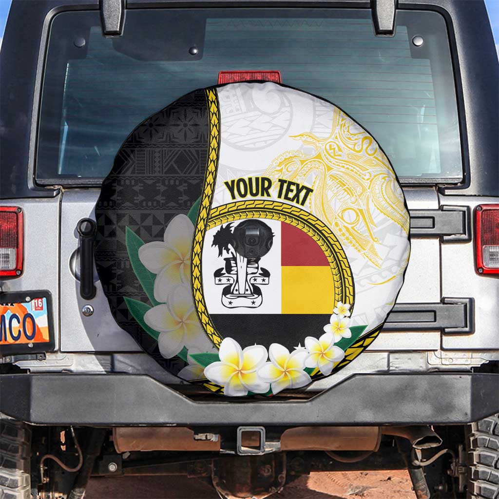 Personalised PNG Madang Provins Spare Tire Cover Papua New Guinea Plumeria Melanesian Pattern LT14 White - Polynesian Pride