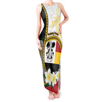Personalised PNG Madang Provins Tank Maxi Dress Papua New Guinea Plumeria Melanesian Pattern LT14 Women White - Polynesian Pride