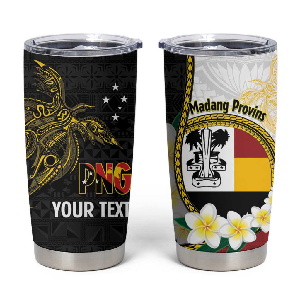 Personalised PNG Madang Provins Tumbler Cup Papua New Guinea Plumeria Melanesian Pattern LT14 White - Polynesian Pride