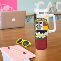 Personalised PNG Madang Provins Tumbler With Handle Papua New Guinea Plumeria Melanesian Pattern LT14 - Polynesian Pride