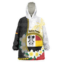 Personalised PNG Madang Provins Wearable Blanket Hoodie Papua New Guinea Plumeria Melanesian Pattern LT14 One Size White - Polynesian Pride