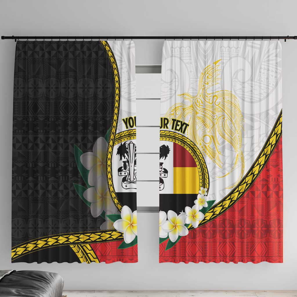 Personalised PNG Madang Provins Window Curtain Papua New Guinea Plumeria Melanesian Pattern - Polynesian Pride