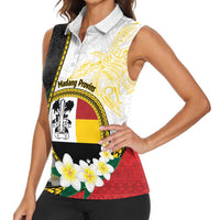 Personalised PNG Madang Provins Women Sleeveless Polo Shirt Papua New Guinea Plumeria Melanesian Pattern LT14 - Polynesian Pride