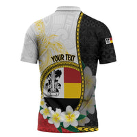 Personalised PNG Madang Provins Zipper Polo Shirt Papua New Guinea Plumeria Melanesian Pattern LT14 - Polynesian Pride