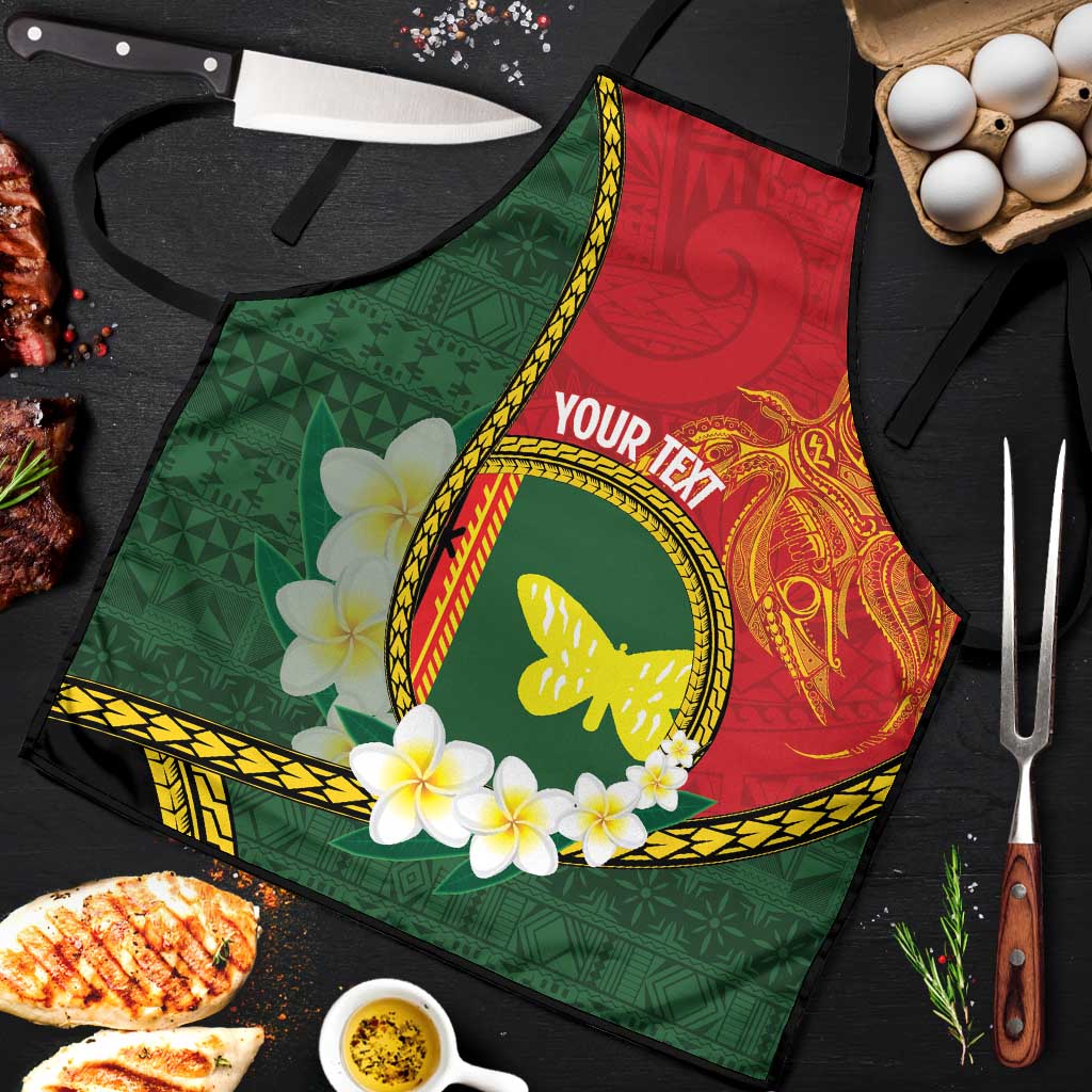 Personalised PNG Oro Provins Apron Papua New Guinea Plumeria Melanesian Pattern - Polynesian Pride