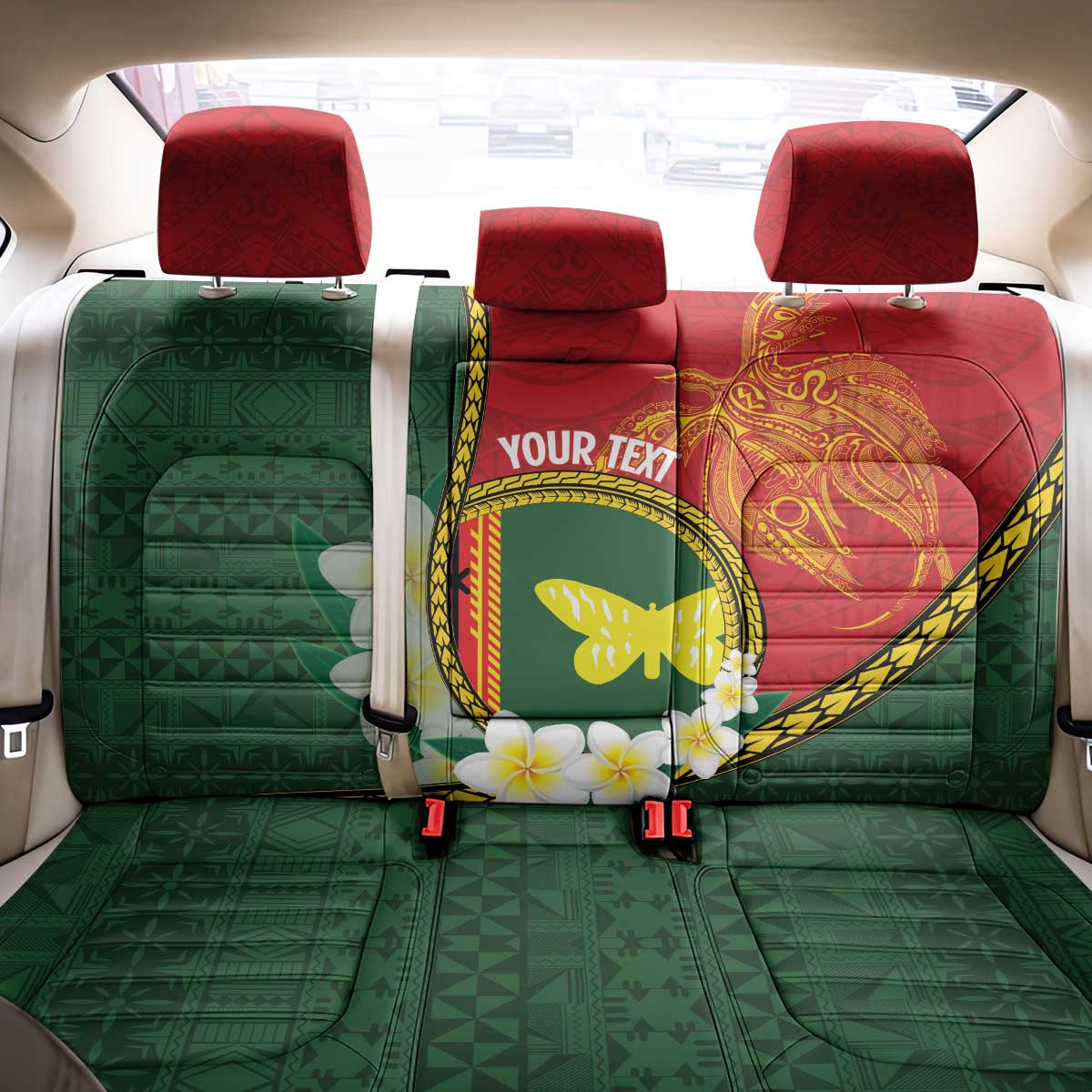 Personalised PNG Oro Provins Back Car Seat Cover Papua New Guinea Plumeria Melanesian Pattern LT14 - Polynesian Pride