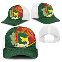 PNG Oro Provins Baseball Net Cap Papua New Guinea Plumeria Melanesian Pattern - Polynesian Pride