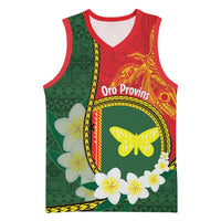 Personalised PNG Oro Provins Basketball Jersey Papua New Guinea Plumeria Melanesian Pattern LT14 Unisex Green - Polynesian Pride