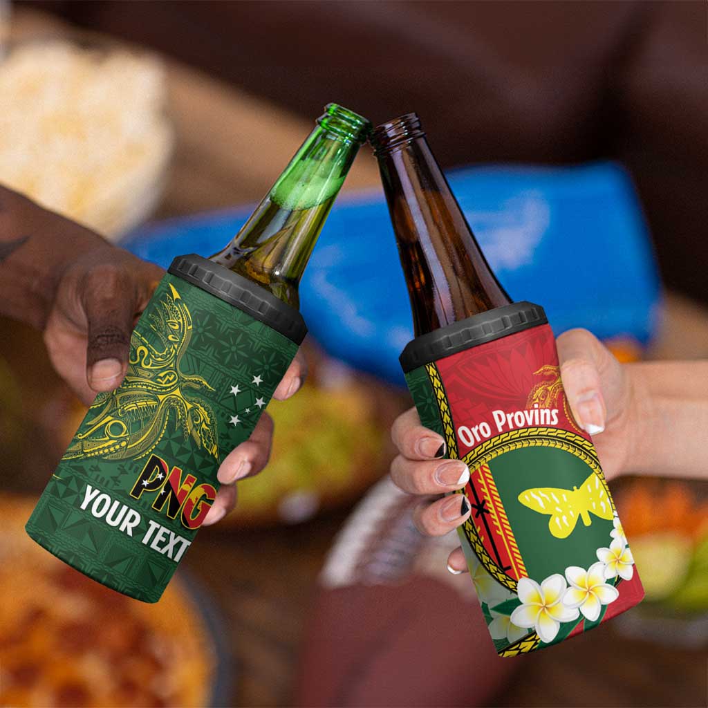 Personalised PNG Oro Provins 4 in 1 Can Cooler Tumbler Papua New Guinea Plumeria Melanesian Pattern LT14 - Polynesian Pride