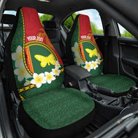 Personalised PNG Oro Provins Car Seat Cover Papua New Guinea Plumeria Melanesian Pattern LT14 One Size Green - Polynesian Pride