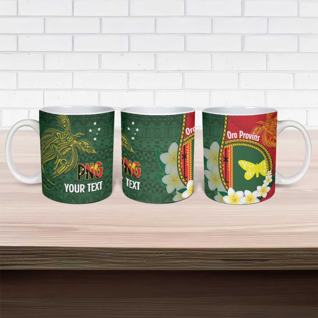 Personalised PNG Oro Provins Ceramic Mug Papua New Guinea Plumeria Melanesian Pattern - Polynesian Pride