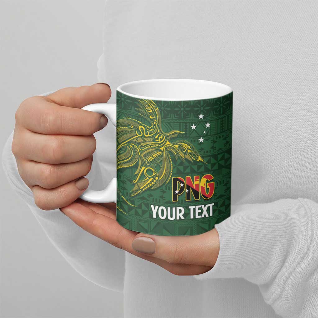 Personalised PNG Oro Provins Ceramic Mug Papua New Guinea Plumeria Melanesian Pattern - Polynesian Pride