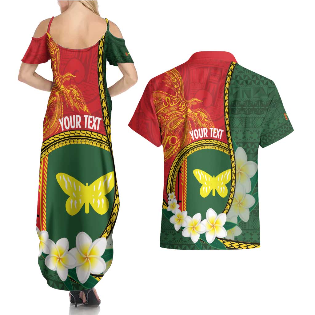 Personalised PNG Oro Provins Couples Matching Summer Maxi Dress and Hawaiian Shirt Papua New Guinea Plumeria Melanesian Pattern LT14 - Polynesian Pride