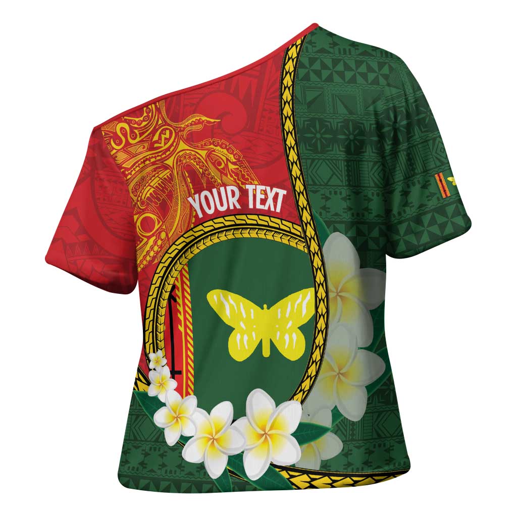 Personalised PNG Oro Provins Cross Shoulder Shirt Papua New Guinea Plumeria Melanesian Pattern LT14 - Polynesian Pride
