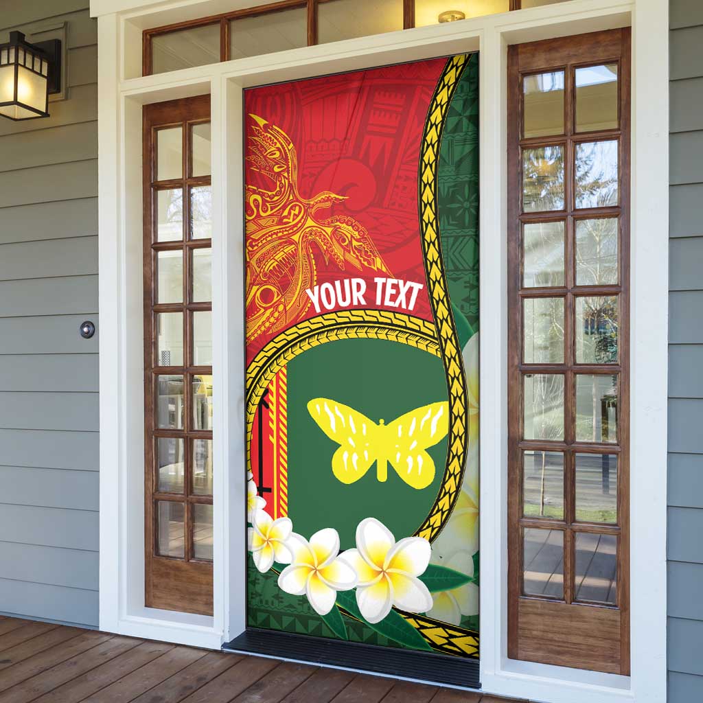 Personalised PNG Oro Provins Door Cover Papua New Guinea Plumeria Melanesian Pattern LT14 - Polynesian Pride
