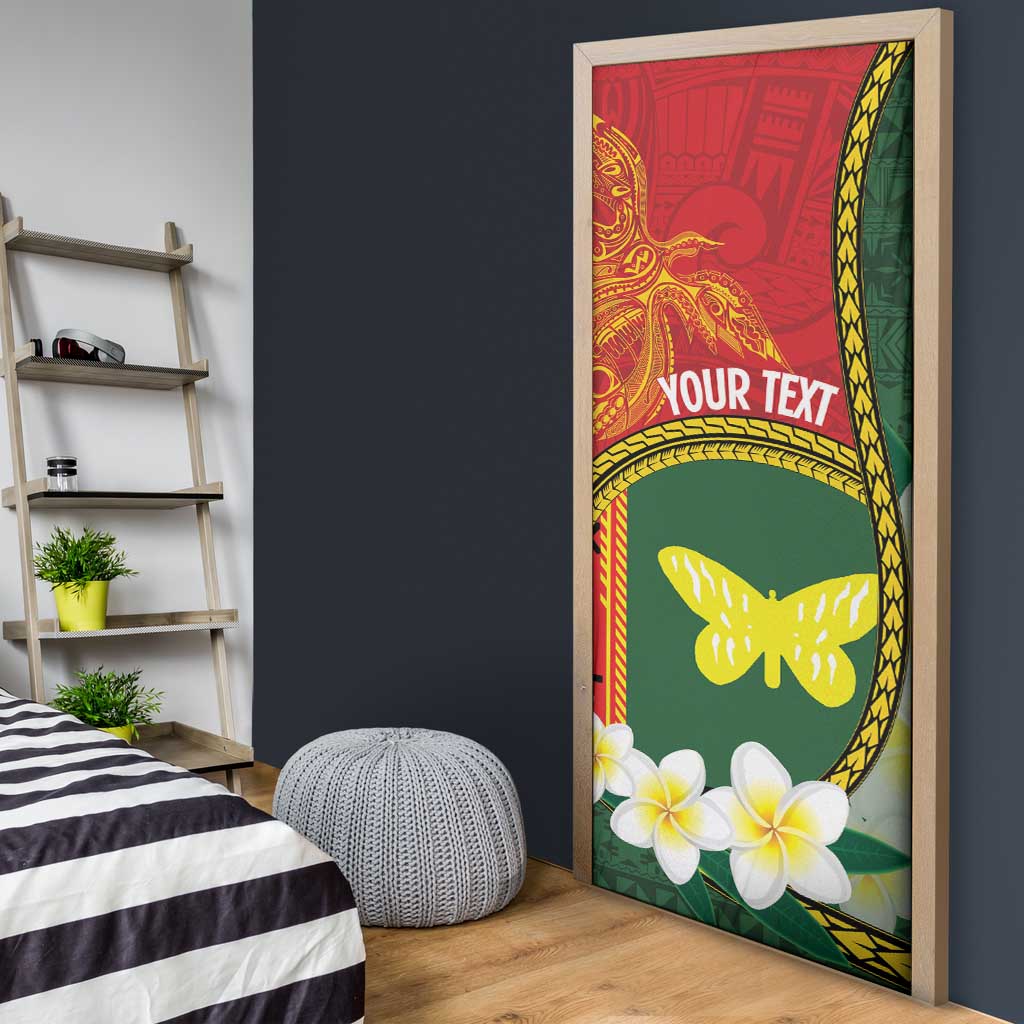 Personalised PNG Oro Provins Door Cover Papua New Guinea Plumeria Melanesian Pattern LT14 - Polynesian Pride
