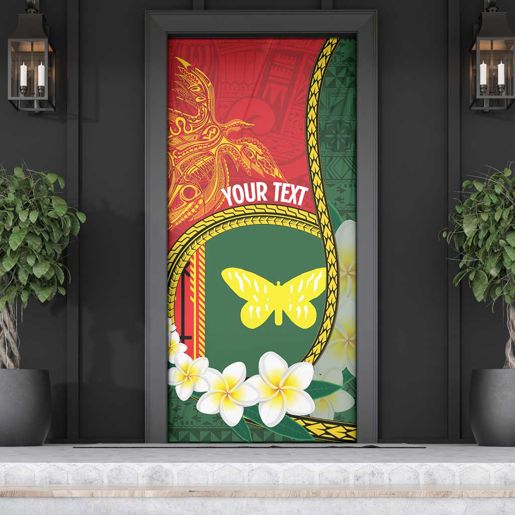 Personalised PNG Oro Provins Door Cover Papua New Guinea Plumeria Melanesian Pattern LT14 - Polynesian Pride