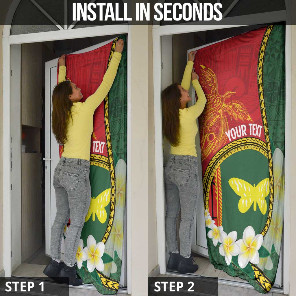 Personalised PNG Oro Provins Door Cover Papua New Guinea Plumeria Melanesian Pattern LT14 - Polynesian Pride
