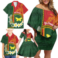 Personalised PNG Oro Provins Family Matching Off Shoulder Short Dress and Hawaiian Shirt Papua New Guinea Plumeria Melanesian Pattern LT14 - Polynesian Pride