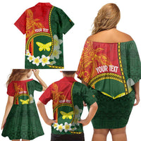 Personalised PNG Oro Provins Family Matching Off Shoulder Short Dress and Hawaiian Shirt Papua New Guinea Plumeria Melanesian Pattern LT14 - Polynesian Pride