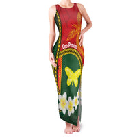 Personalised PNG Oro Provins Family Matching Tank Maxi Dress and Hawaiian Shirt Papua New Guinea Plumeria Melanesian Pattern LT14 Mom's Dress Green - Polynesian Pride