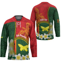 Personalised PNG Oro Provins Hockey Jersey Papua New Guinea Plumeria Melanesian Pattern LT14 - Polynesian Pride