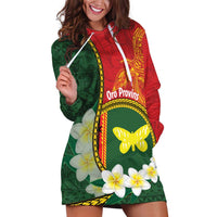 Personalised PNG Oro Provins Hoodie Dress Papua New Guinea Plumeria Melanesian Pattern LT14 Green - Polynesian Pride