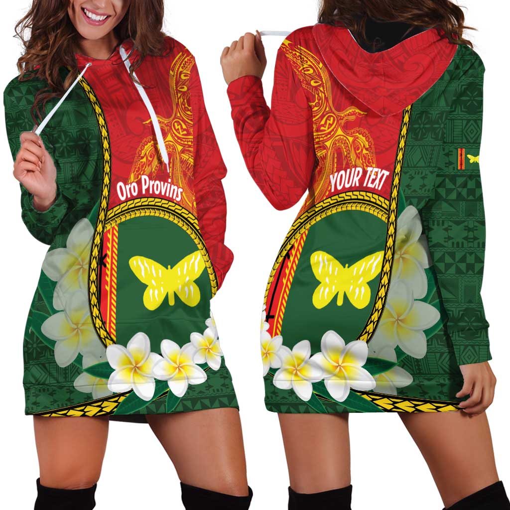 Personalised PNG Oro Provins Hoodie Dress Papua New Guinea Plumeria Melanesian Pattern LT14 - Polynesian Pride