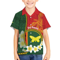 Personalised PNG Oro Provins Kid Hawaiian Shirt Papua New Guinea Plumeria Melanesian Pattern LT14 Kid Green - Polynesian Pride