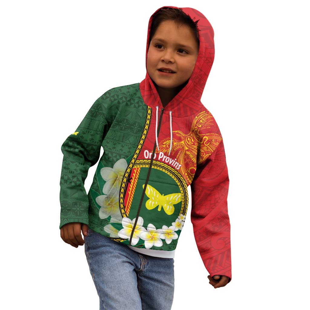 Personalised PNG Oro Provins Kid Hoodie Papua New Guinea Plumeria Melanesian Pattern LT14 - Polynesian Pride