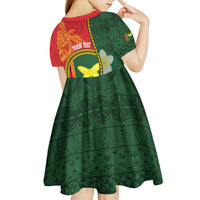 Personalised PNG Oro Provins Kid Short Sleeve Dress Papua New Guinea Plumeria Melanesian Pattern LT14 - Polynesian Pride