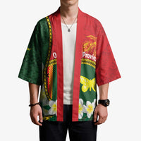 Personalised PNG Oro Provins Kimono Papua New Guinea Plumeria Melanesian Pattern - Polynesian Pride