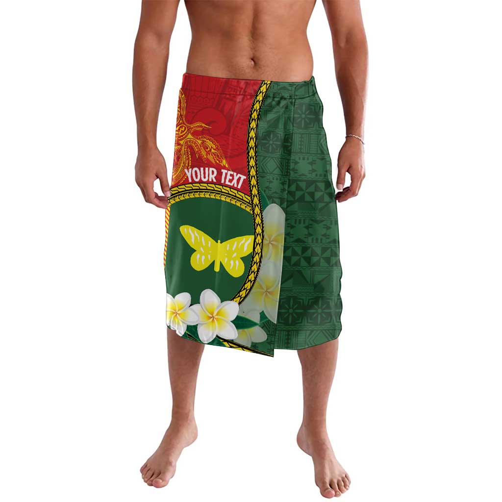 Personalised PNG Oro Provins Lavalava Papua New Guinea Plumeria Melanesian Pattern LT14 Green - Polynesian Pride