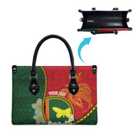 Personalised PNG Oro Provins Leather Bag Papua New Guinea Plumeria Melanesian Pattern - Polynesian Pride