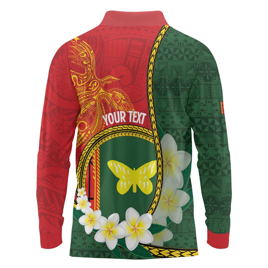 Personalised PNG Oro Provins Long Sleeve Polo Shirt Papua New Guinea Plumeria Melanesian Pattern LT14 - Polynesian Pride