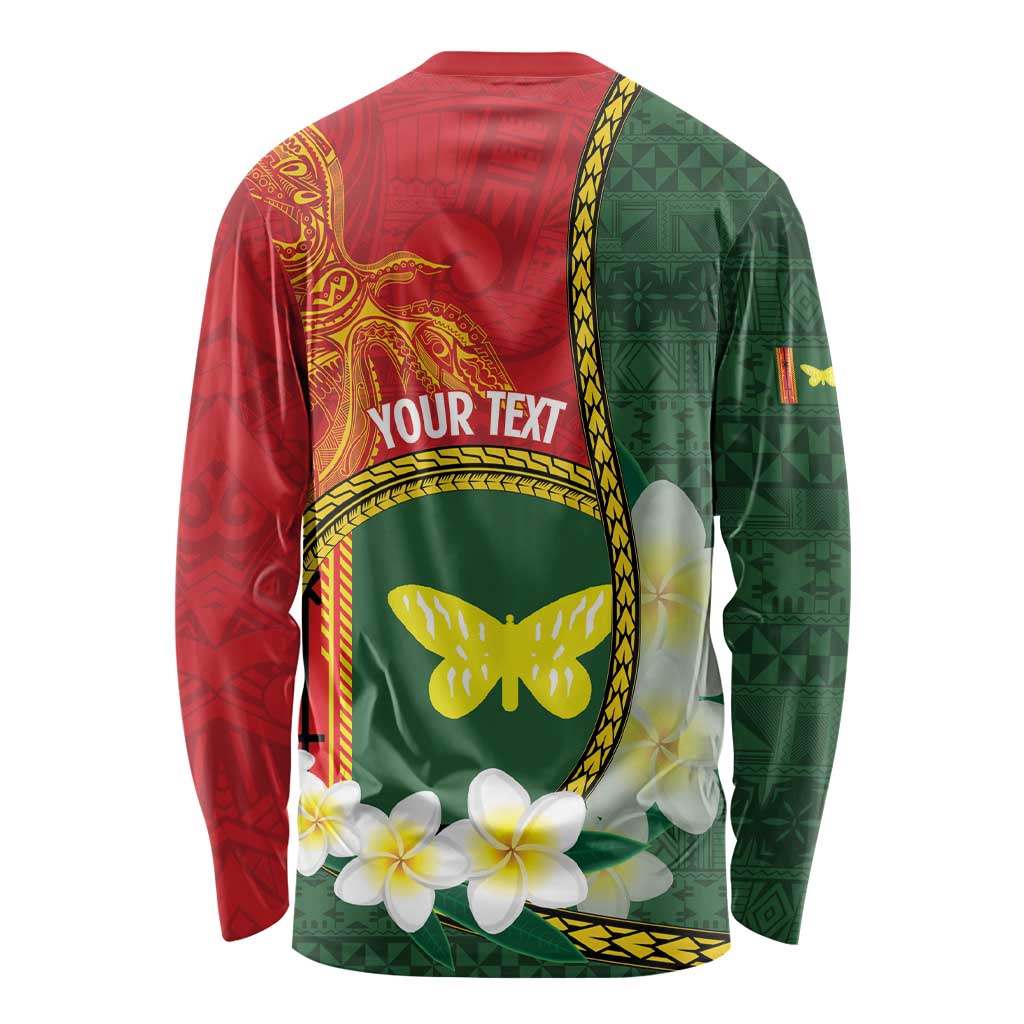 Personalised PNG Oro Provins Long Sleeve Shirt Papua New Guinea Plumeria Melanesian Pattern LT14 - Polynesian Pride