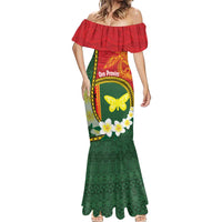 Personalised PNG Oro Provins Mermaid Dress Papua New Guinea Plumeria Melanesian Pattern LT14 - Polynesian Pride
