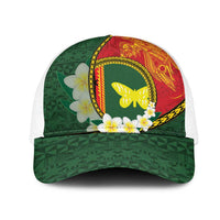 PNG Oro Provins Mesh Trucker Cap Papua New Guinea Plumeria Melanesian Pattern - Polynesian Pride