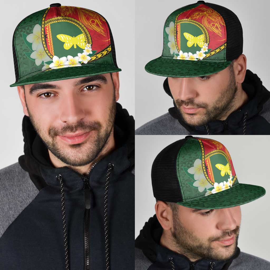 PNG Oro Provins Mesh Trucker Cap Papua New Guinea Plumeria Melanesian Pattern - Polynesian Pride