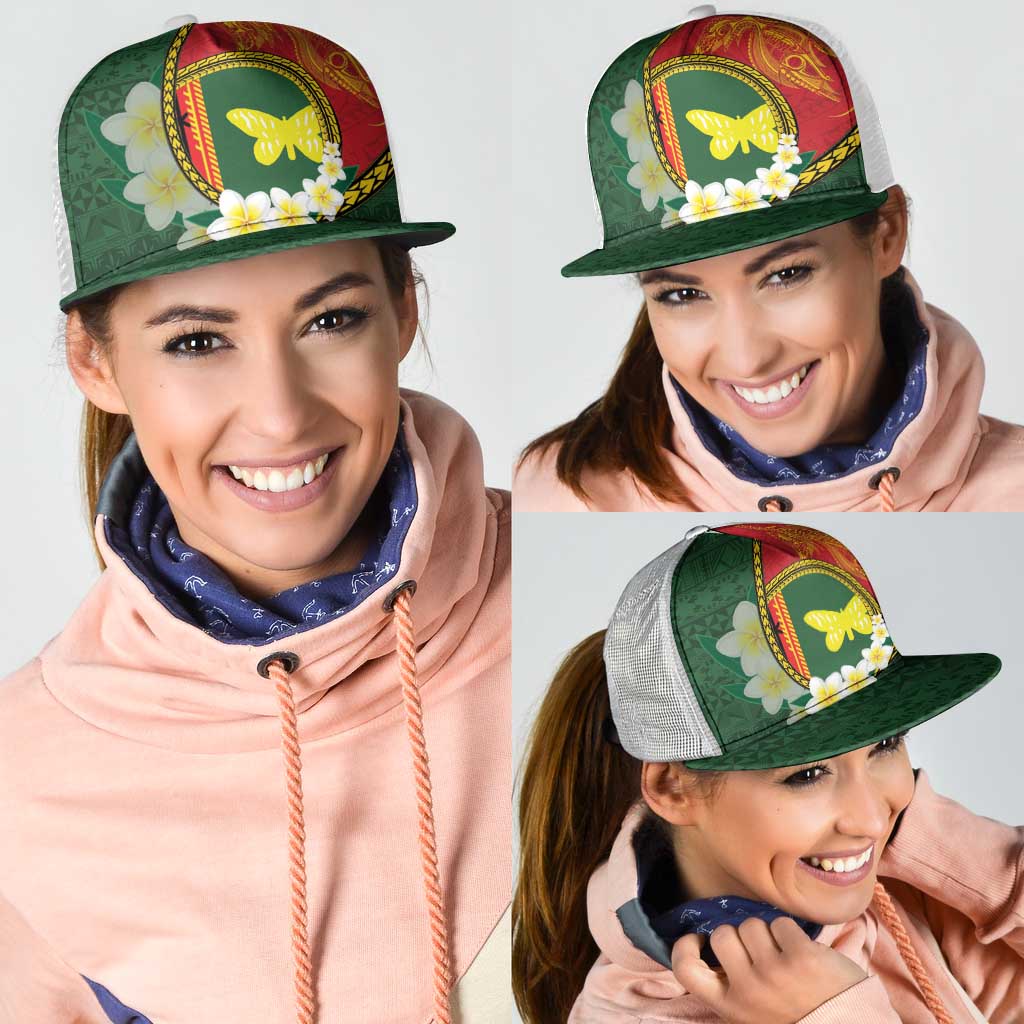 PNG Oro Provins Mesh Trucker Cap Papua New Guinea Plumeria Melanesian Pattern - Polynesian Pride