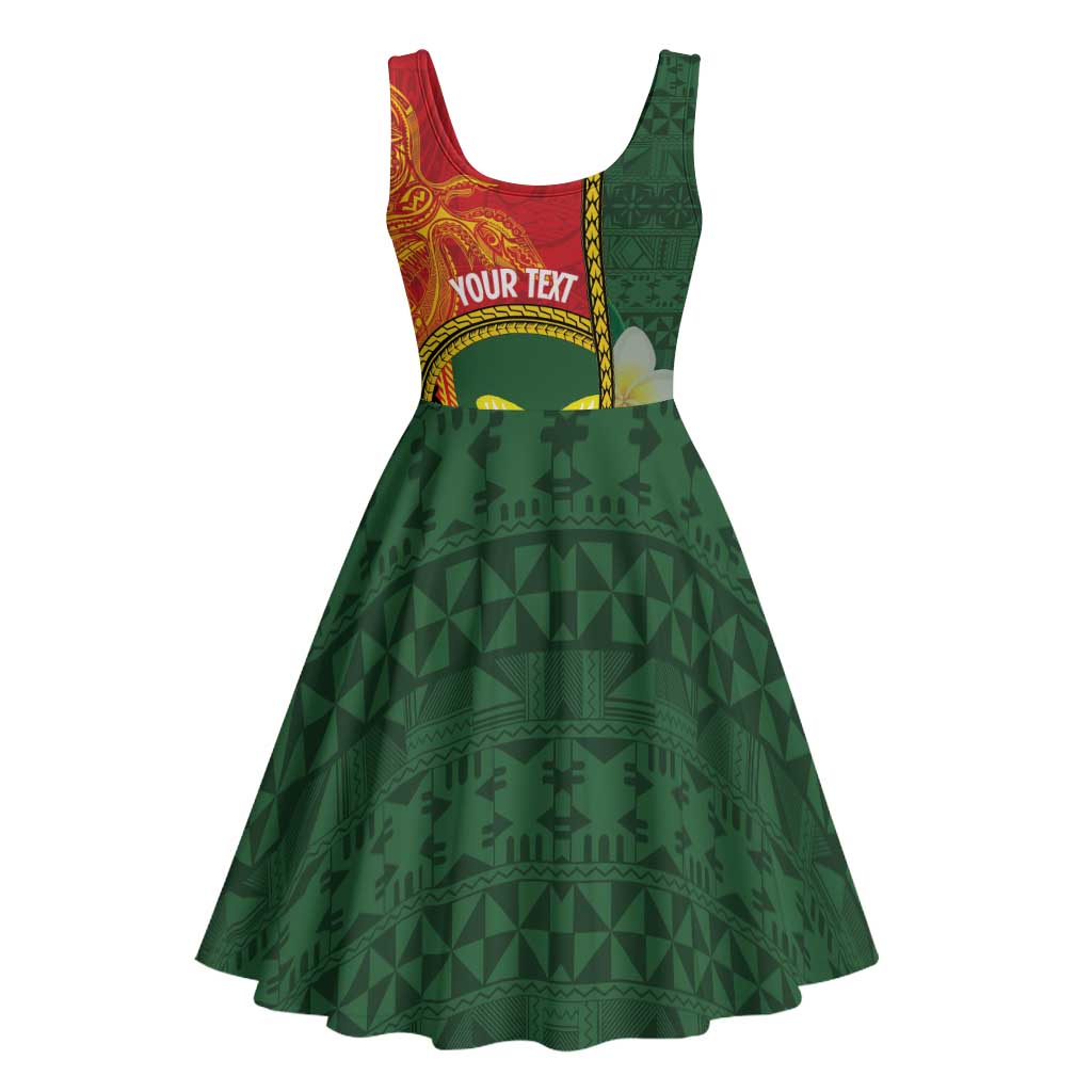 Personalised PNG Oro Provins Midi Dress Papua New Guinea Plumeria Melanesian Pattern LT14 - Polynesian Pride