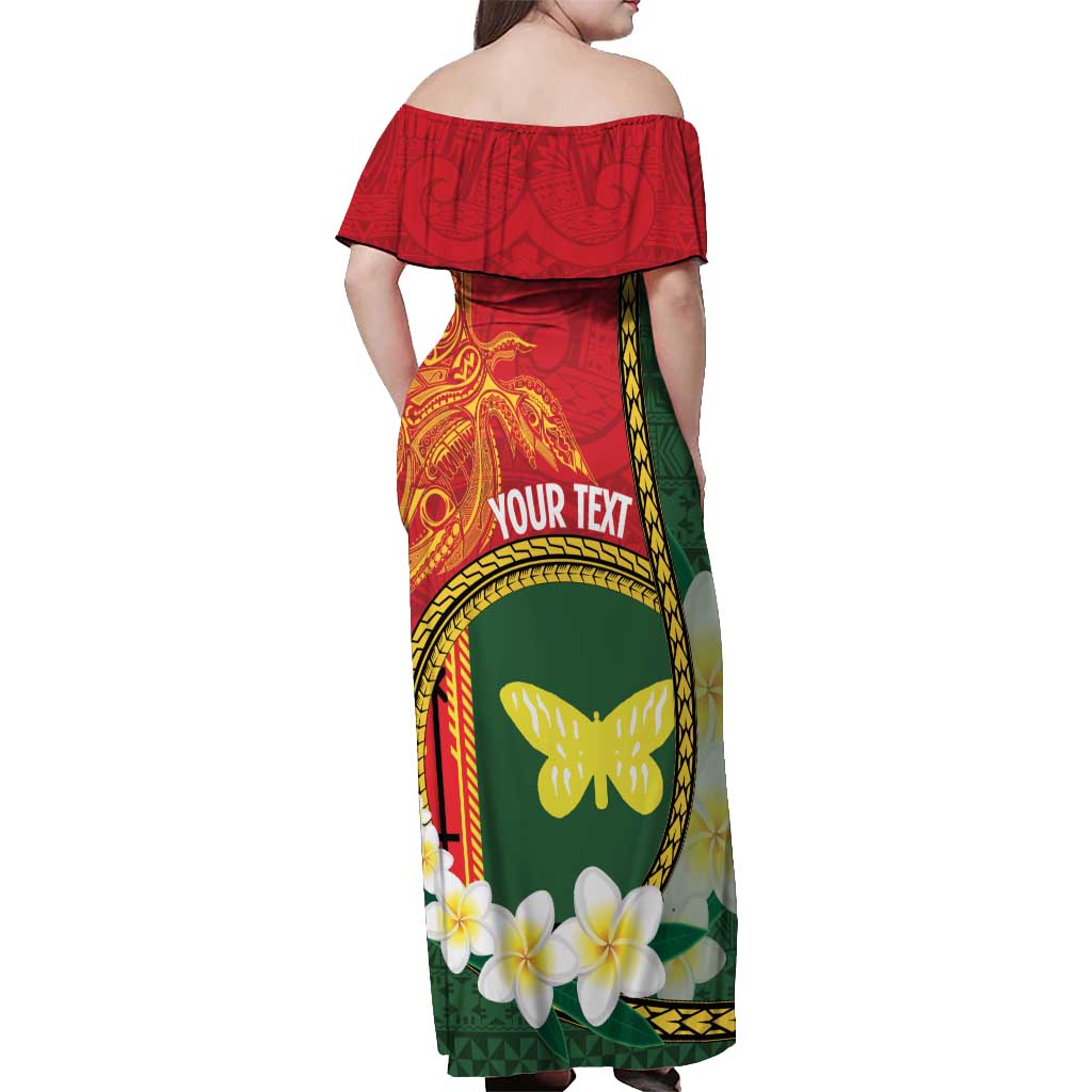 Personalised PNG Oro Provins Off Shoulder Maxi Dress Papua New Guinea Plumeria Melanesian Pattern LT14 - Polynesian Pride