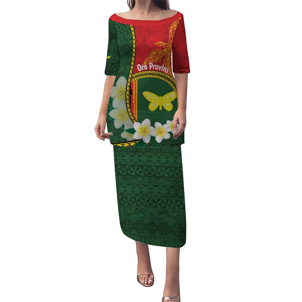 Personalised PNG Oro Provins Puletasi Papua New Guinea Plumeria Melanesian Pattern - Polynesian Pride