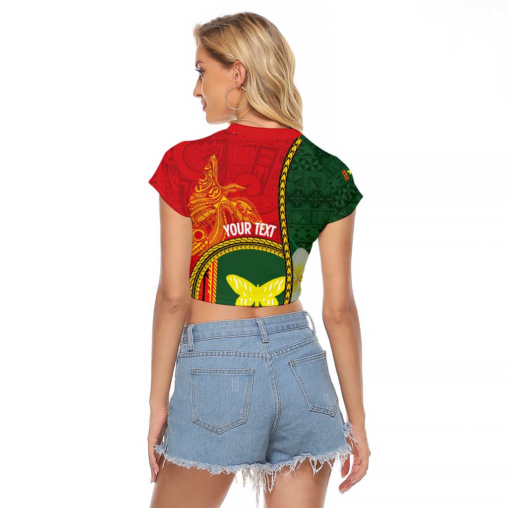 Personalised PNG Oro Provins Raglan Cropped T Shirt Papua New Guinea Plumeria Melanesian Pattern LT14 - Polynesian Pride